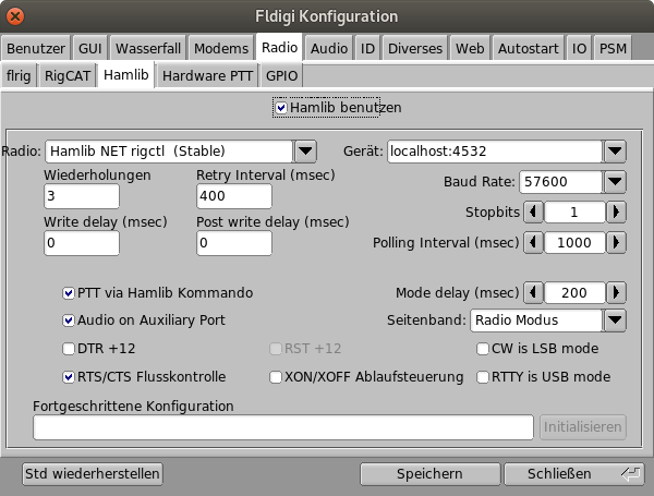 connect FLDigi to the TCI-Hamlib adapter